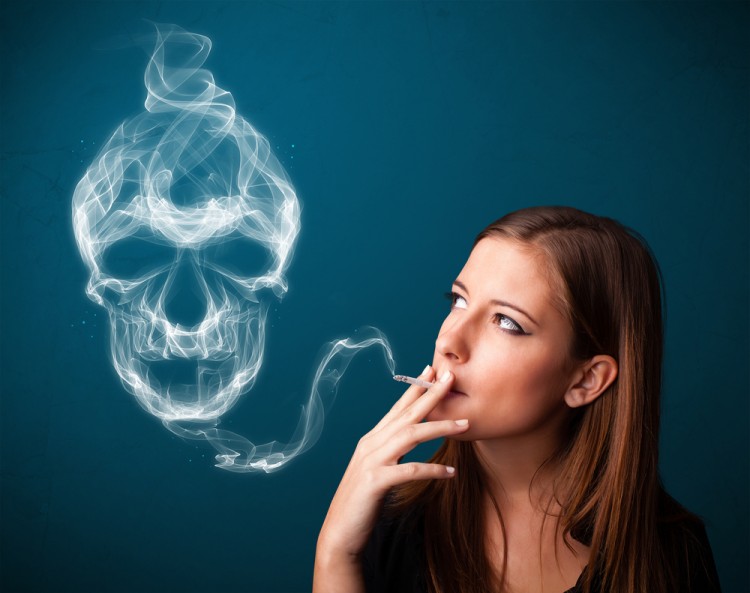 Chemicals in Cigarettes That Cause Cancer, smoking, skull