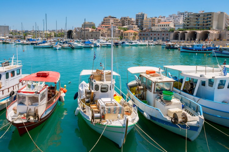heraklion, iraklion, greek, cretan, yacht, stone, quayside, horizontal, bastion, marina, fort, ship, old, venetian, wall, moored, house, bay, mediterranean, sea, nets, harbour,