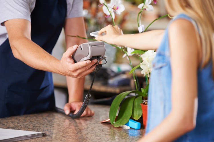 retail, payment, cashless, contactless, checkout, customer, shop, phone, flower, scanner, garden, market, reader, card, store, pay, buy, password, hardware, consumption,