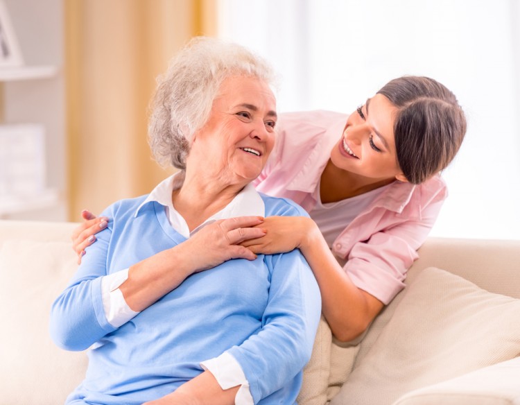 senior, care, daughter, woman, help, responsibility, 80, medical, years, patient, sitting, unwell, happiness, adult, service, old, people, worker, smiling, family, elderly,