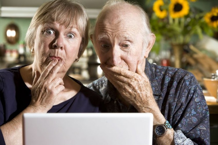 adult, age, aging, computer, couple, dining, elder, geriatric, grandfather, grandma, grandmother, grandpa, grandparents, gray, home, husband, indoors, internet, kitchen, laptop, marriage, married, perplexed, quizzical, retired, room, senior, spouse, surprise, technology, tutor, wife, wrinkle