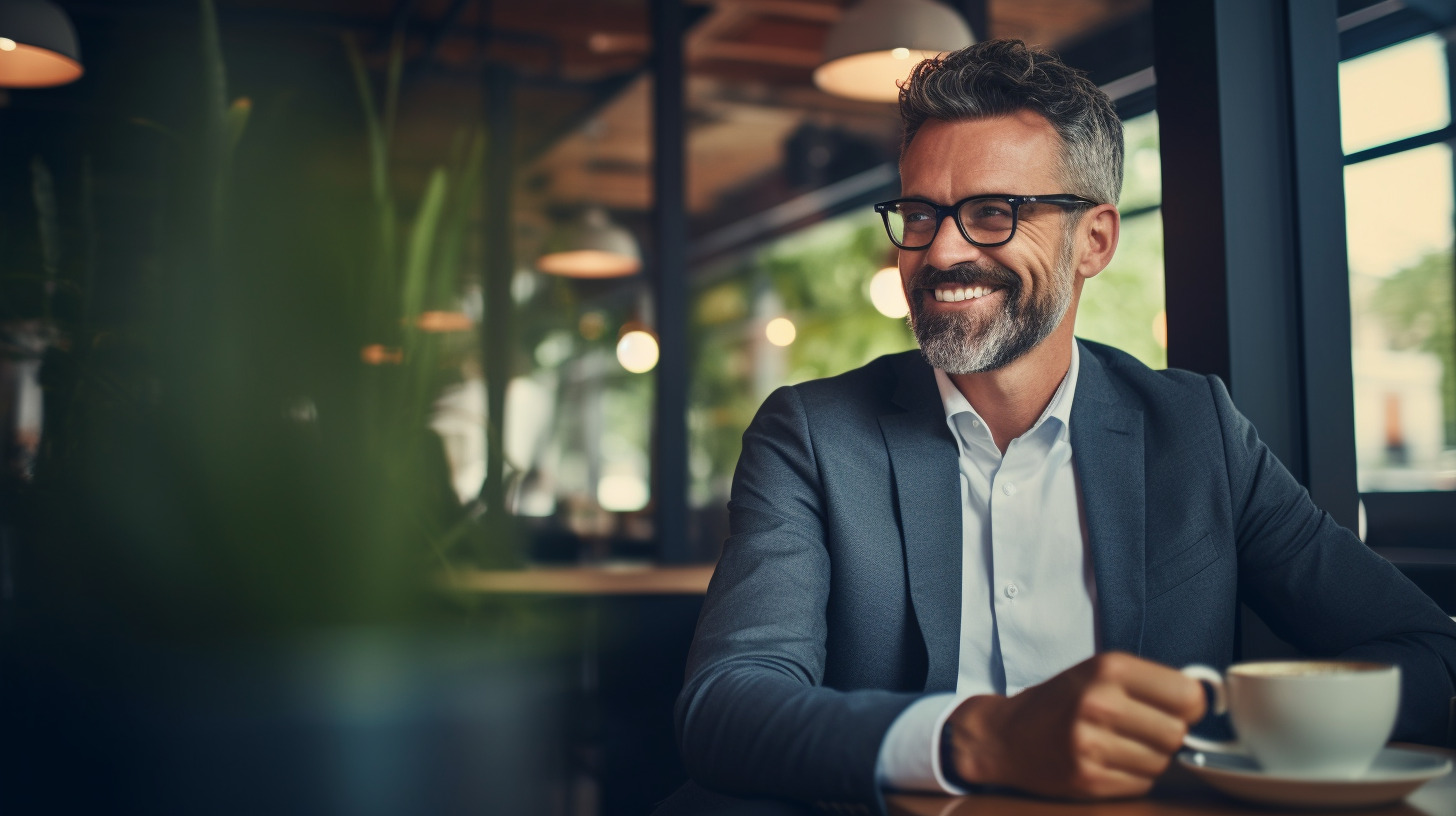 A businessperson enjoying a coffee while planning their next conference meeting.